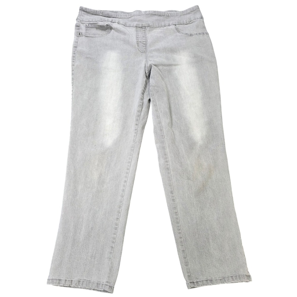 Ruby Rd Pull On Straight Leg Jeans 
Women's Size‎ 16 Gray Stretch Denim Casual